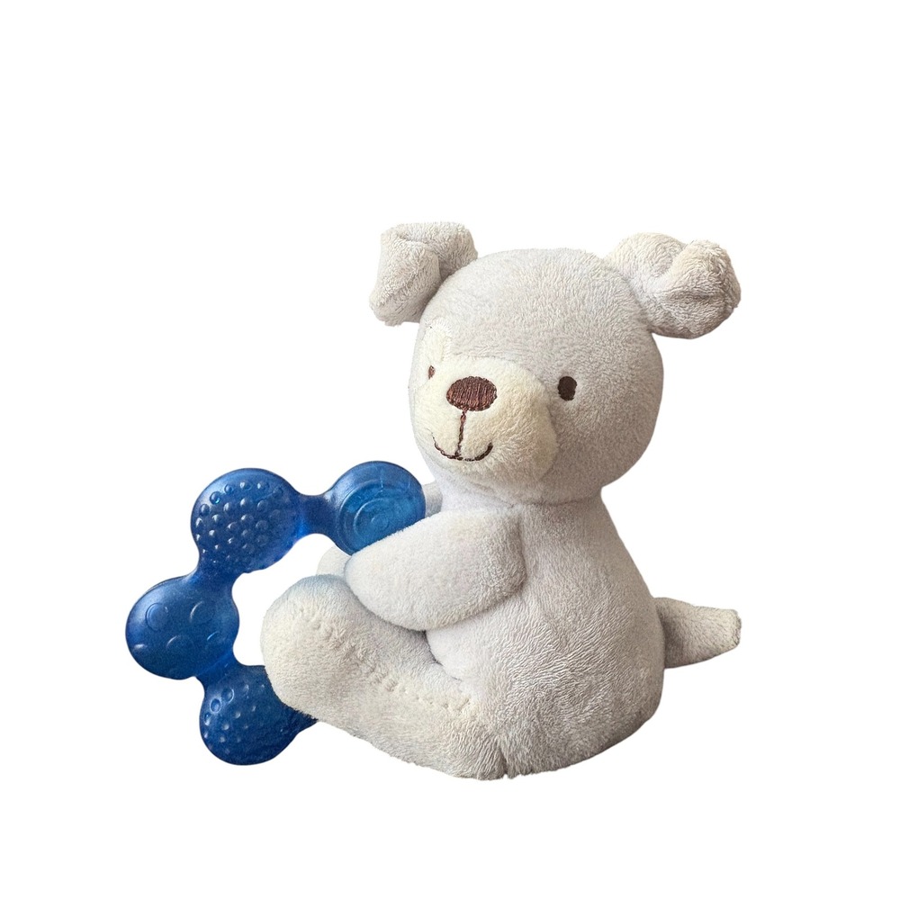Child of Mine by Carter's Gray Plush Bear Baby Silicone Teether Sensory Toy Blue